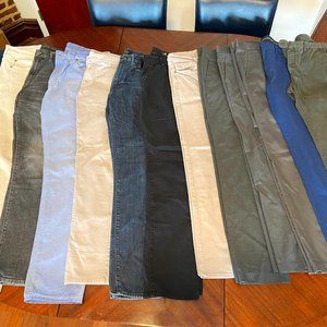 9 pairs of nice 34 x 34 pants, heavily discounted at $40 per pair